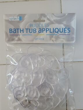 Splash Clear Puddles Bath Tub Appliqués - Transparent (Set of 6).